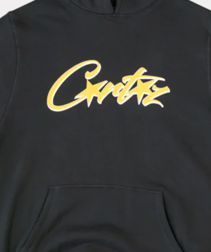 Corteiz Alcatarz Hoodie Black Yellow Logo