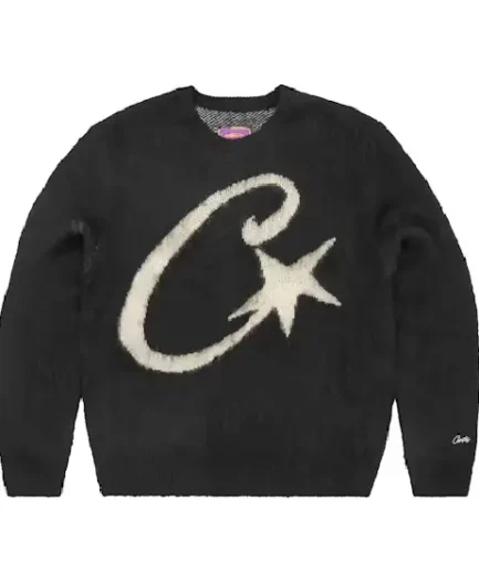 Corteiz C Star Mohair Knit Sweatshirt Black