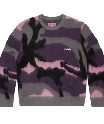 Corteiz Mohair Knit Sweatshirt Sakura Camo