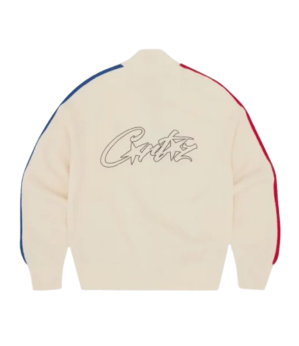 Corteiz Knit Zip Up Fleece Cream Jacket