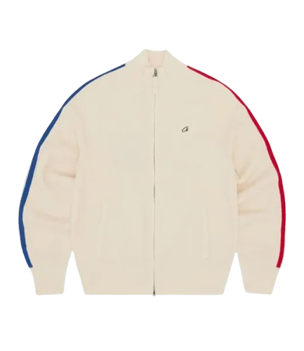 Corteiz Knit Zip Up Fleece Cream Jacket