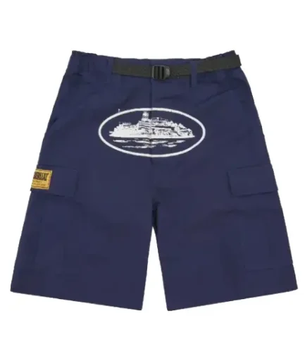 Corteiz Alcatraz Cargo Shorts Navy Blue